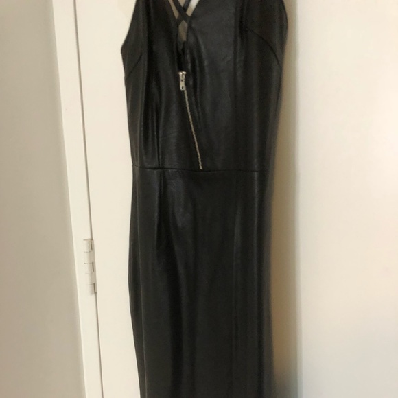 Missguided black faux leather cross strap dress - Picture 6 of 7